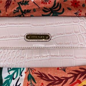 Anne Klein Blush Croc-Embossed Women’s Wallet with Gold Logo